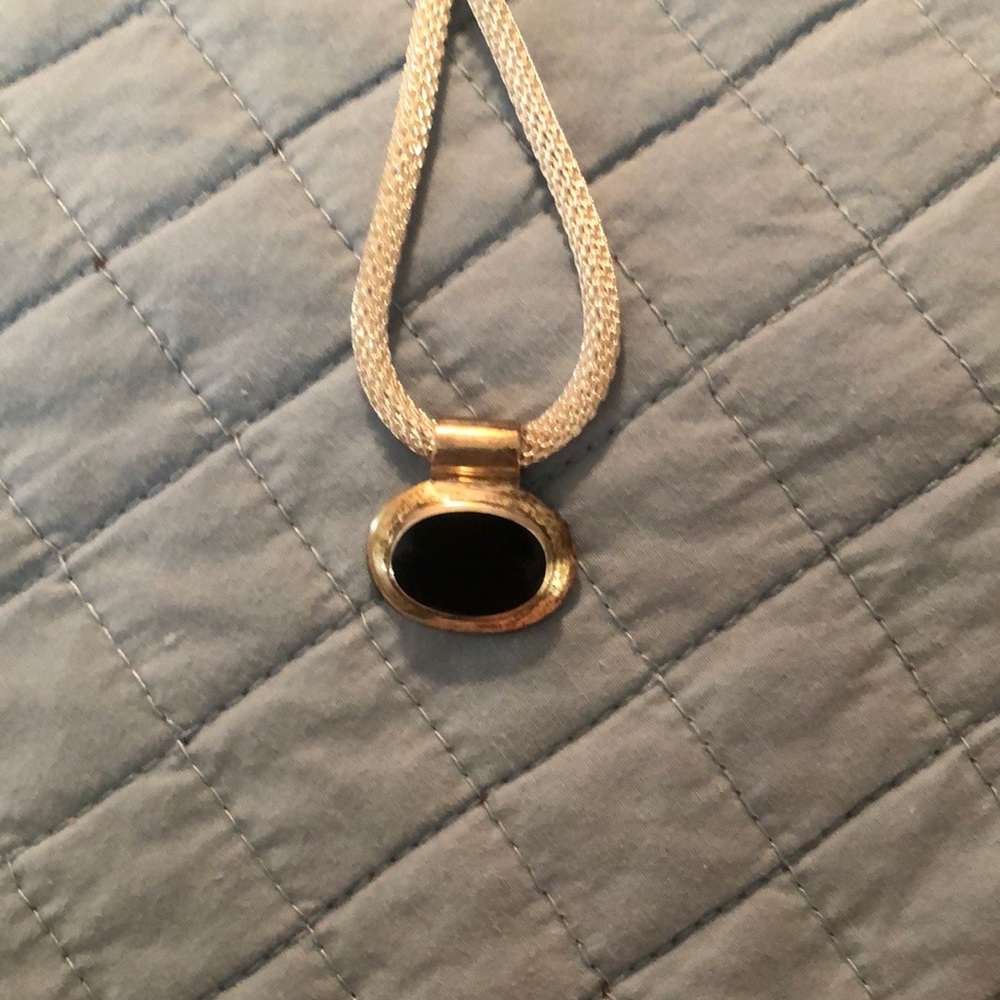 Sterling silver black stone necklace
